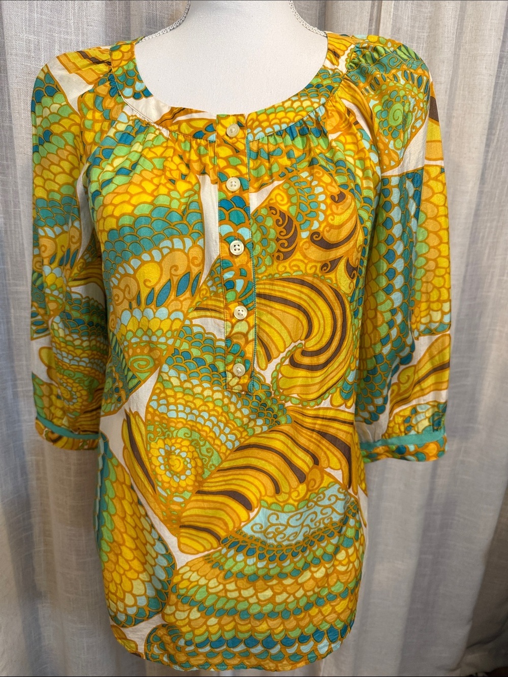 Banana Republic Trina Turk Summer 2012 Silk Blend Tunic Blouse Size 4